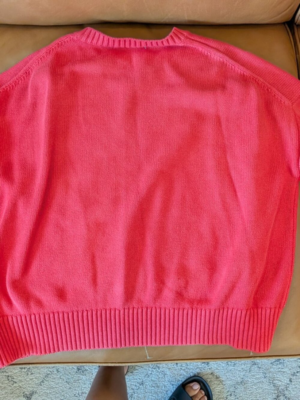 Quince 100% Organic Cotton Crewneck Sweater M Hand Dyed Coral Red - Picture 4 of 7